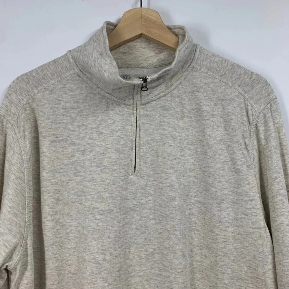 J.Crew Men's Double Knit Half Zip Long Sleeve‎ Cotton Pullover Sweatshirt Size L